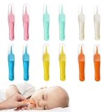 AUEFUDQ 12 Stücke Baby Nasenpinzette, Nasenreinigung Pinzette, Kunststoff Pinzette, Baby Nasenreiniger, Baby Sicherheits Pinzette, Rundkopf Pinzette, Tweezers für Nasenreinigung (Mehrfarbig)