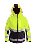 Consorte SNOW HAWK Softshell Arbeitsjacke isoliert Membran wasserdicht 3.000 winddicht atmungsaktiv 3.000 Kapuze Outdoor isoliert Hi-Vis Funktionale Winter Jacke herren reflektierende Damen Gelb (L)