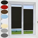 Plissee Ohne Bohren Verdunkelung 95 x 110 cm Blickdicht Sichtschutz Sonnenschutz Plisseerollo Plissees, Faltrollo Raffrollo mit Klemmträger Easyfix für Fenster & Tür, Schwarz