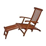 Spetebo Eukalyptus Deckchair mehrfach verstellbar - 163 x 56 cm - Holz Gartenliege mit Fußteil klappbar - Relax Liegestuhl Sonnenliege FSC Holzliege mit Fußstütze geölt