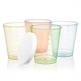 Tuuters.de 300x Medikamentenbecher, 30ml - bruchsicher, Schnapsbecher, Medizinbecher (Farbmix + Deckel)