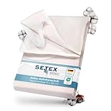 SETEX Molton Matratzenschutz, 90 x 200 cm, Eckgummis, Matratzenschoner aus 100 % Baumwolle, Basic, Naturfarben, Natur