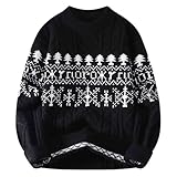 Weihnachtspullover Herren Lustig Weihnachtspulli Herren Ugly Christmas Sweater Rentier Druck Weihnachts Pullis hässlicher Weihnachten Fleecepullover Slim Fit Weihnachtsmann Pullover