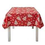 1Stück Weihnachtstischdecke Rot Weihnachtstischdecke Groß Tischdecke Weihnachten Rechteckig wasserdichte für Winter Ferien Weihnachts Dekoration（150 * 180CM）