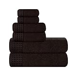 GLAMBURG Ultra Soft 6er-Pack Baumwoll-Handtuch-Set, enthält 2 übergroße Badetücher 70 x 140 cm, 2 Handtücher 40 x 60 cm und 2 Waschbetten 30 x 30 cm, Umweltfreundlich und 100% recycelbar, Braun