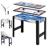 SPORTNOW Multigame Spieltisch 5 in 1 inklusive Billard, Tischtennis, Hockey, Basketball, Bogenschießen, Spieletisch mit Zubehör, Pfeil und Bogen 91 x 45,5 x 76 cm