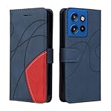 XINNI Handyhülle für Motorola Edge 50 Neo Hülle, PU/TPU Retro Klappetui Stoßfeste Schutzhülle Flip Magnetisch Telefonhülle, Blau