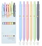 FIOVER Farbstifte, 6 Stück, bunte Gelstifte, mittlere Spitze 0,7 mm, glattes Schreiben, mehrfarbig für Tagebuch, Zeichnen, Kritzeln und Notizen (In verschiedenen Farben erhältlich)