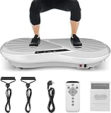 Caroma 3D Vibrationsplatte Ganzkörper Trainingsgerät große Fläche | 99 Level & 3 + 1 Trainingsprogramme | Erweiterte Fernbedienung für Körperformung zu Hause (Grau)