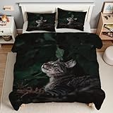 Bettdecke 200x200 Tiere Steppdecke 200x200 Tabbykatzen 4 Jahreszeiten Bettdecken mit 2 Kissenbezug, Waschbar Microfaser Bettzeug, Warme Weiche Bettdecke ohne BezugT1396