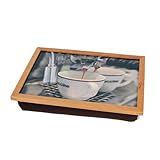 HAB & GUT -TK104- Tablettkissen mit Holzrahmen Cappuccino Lapdesk