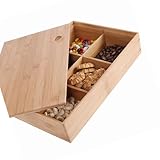Oxtxuzdm Dekoratives Tablett aus Holz mit 6 Fächern, lebensmittelechte Materialien, Aufbewahrungslösung für trockene Früchte und Süßigkeiten, Holz-Snacks, Organizer