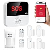 WIOONI 8 Stück Alarmanlage Haus, WiFi PIR Bewegungsmelder Alarm, DIY Einbruchschutz Fenster/Türsensor mit Fernbedienung & APP, Sicherheit Alarm für Wohnmobil, Wohnung, Garage