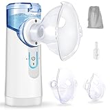 Inhaliergeräte für Erwachsene Vernebler Inhaliergerät Kinder, geräuscharmes Tragbar Mesh Nebulizer Inhalator Set USB wiederaufladbar mit Mundstück und Masken