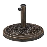 Relaxdays Schirmständer Sonnenschirm, für Schirmstangen 34–48 mm, Ø 45 cm, Vintage, Sonnenschirmständer, schwarz/Bronze