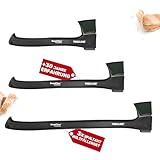TREKLINE Spaltaxt, Spalthammer [ ErgoFiber™ - Glasfaserverstärkter Griff ] MilitaryCast, Inklusive Klingen-/Transportschutz, Antihaftbeschichtet, Hochwertige Stahl-Klinge [3er Set ]