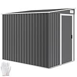 Outsunny Metall Gerätehaus 2,81m² 154x206,5x181 cm Geräteschuppen mit Pultdach Fundament Schiebetür wetterfest Gartenhaus Outdoor Garten Schuppen Schrank für Hinterhof Außenbereich Dunkelgrau