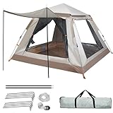 Gziztx Camping Zelt 4-6 Personen 240x240x154 cm Pop Up Zelt für Familien im Freien, wasserdichte Kuppelzelt Winddicht Automatisches Wurfzelt, geeignet für Reisen, Strand, Bergsteigen (Weiß)