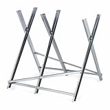 GARMIO® Sägebock Holzbock mit Kettensägenhalterung, Kettenschutz, Messstab, bis 150 kg, 80 x 81 x 80 cm, Sägeständer klappbar Geeignet für Sägewerke, Werkstätten