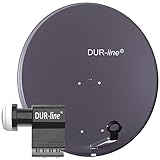 DUR-line MDA 80 Anthrazit - Digiatale 6 Teilnehmer Satellitenschüssel Komplett-Anlage mit UK 104 - Unicable LNB [Camping, Astra 19,2°, DVB-S/S2, Full HD, 4K, 3D]
