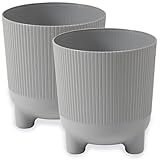 PECZEKO Blumentopf matt, Pflanzkübel mit Beinen, Dekorativer Topf für, groß und klein Pflanzen, 2er-Set blumenkübel, blumenkübel kräutertopf (2 Pack) Grau, ø 16 cm