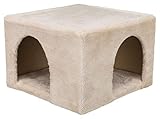 TRIXIE 63100 Kuschelhöhle mit 2 Ausgängen, Zwergkaninchen, 36 × 25 × 36 cm, beige