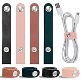 Tyqour 8 Stück Bunt Leder Kabel Organizer Leder Kabelbinder PU Leder Kabelbinder Multifunktionale Kabelmanagement Wiederverwendbare Lederband für Kopfhören und USB Ladekabel Organizer