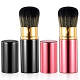 ElevateTech Einziehbarer Kabuki Make up Pinsel, 2 Stück Grundierungspinsel mit Abdeckung Rougepinsel Puderpinsel Reise Make up Pinsel Luxuriöses Make up Tool zum nahtlosen Auftragen