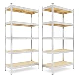 Steckregal Metall 180x90x40 cm – 2er Set Schwerlastregal mit 5 Böden – Kellerregal Lagerregal verzinkt – Regal für Werkstatt, Keller & Garage bis 875 kg