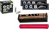 Zen yaoviz® Set RAW konische Drehmaschine 110mm - 50x OCB 7mm Activ Tips Slim Aktivkohlefilter - 2 OCB Black Slim Papers - Buddies Tube Hülle bunt 120mm