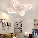 Narwhal Leise Deckenventilator mit Beleuchtung Dimmbar LED Deckenleuchte Ventilatorlicht Modern Wohnzimmerlampe Schlafzimmer Küche Esszimmer Lampen mit Ventilator (Weiß, 78cm & 72w)