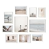 HAUS AND HUES Galerie-Wandrahmen aus weißer Eiche, Tisch-Bilder- und Fotorahmen-Set mit zwei 20,3 x 25,4 cm, vier 12,7 x 17,8 cm, 10 Stück – inklusive amerikanischer Eiche, bruchsicheres Plexi – ideal
