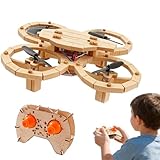 DIY-Holzdrohnen-Bausatz, Ferngesteuerter Quadcopter mit 4-Achsen-Steuerung, Bausatz für Kinder und Erwachsene, kreatives Bauprojekt (1pcs)