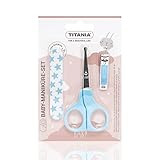 TITANIA Baby Maniküre Set (3-tlg.) • Baby Nagelschere, Baby Nagelknipser & Baby Nagelfeile • Baby Ausstattung • Baby Nagelpflegeset • Pflegeset für Kleinkinder • Babypflege-Set Blau