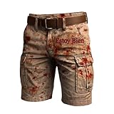 Generisch Halloween Kostüm Herren Problem Gelöst Cargoshorts Herren Blutspritzer Muster Sweatshorts Blutig Vintage Entsetzen Joggingshort Causal Leicht Atmungsaktive Sportshort Karneval Kostüme