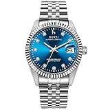 BUREI Herren Automatikuhr Luxus Business Wasserdicht Edelstahl Uhren für Männer, Self-Winding
