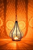 Orientalische Laterne aus Metall Ezana Schwarz 36cm | Marokkanische Gartenlaterne für draußen oder innen | Marokkanisches Orientalisches Windlicht Gartenwindlicht hängend oder zum hinstellen