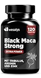 Maca Kapseln hochdosiert – 30.000mg, Black Maca 20:1 Extrakt mit Tribulus terrestris, Arginin, Zink, Vitamin B, Selen - 120 Kapsel Heldenkraft für Männer