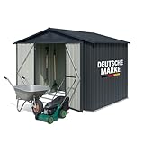 Albatros Profi Gerätehaus XL – verzinktes Metall in Anthrazit (RAL 7016) | 241x171x192cm | Inkl. Schloss & Werkzeughaken & Fundament| wetterfester Geräteschuppen, Gartenschrank, Gartenhaus