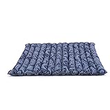 Leewadee Zabuton Rollbare Meditations-Matte Tragbare Sitzmatte Ökologisches Naturprodukt, Kapok, 70 x 70 cm, Blau Weiß