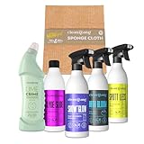 Cleangang WC und Badreiniger-Set für effektive Reinigung & frischen Duft - WC-Reiniger und Spray, Rohrreiniger, Duschkabinenreiniger, Kalkreiniger und Schwammtücher - Alles fürs Badezimmer