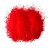 wangruida 200 Stück Flauschige Marabu-Federn für Traumfänger, 10,2-15,2 cm, rote Federn für Bastelarbeiten, Traumfänger, Fransenbordüre, farbige Federn, Zubehörpackung