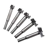 Fongmore Forstnerbohrer-Set, 5-teilig, 15 mm, 20 mm, 25 mm, 30 mm, 35 mm, Holzbearbeitung, Forstnerbohrer, Set aus Stahl mit langem Schaft mit Scharnier