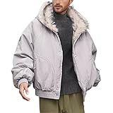Caxndycing Winter Parka Herren Winterjacken mit Fellkapuze Dick Fleecejacke Winterparka Softshelljacke Winddicht Kapuzenjacke Reißverschluss Funktionsjacke