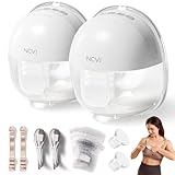 NCVI Elektrische Milchpumpe Freihändig, Milchpumpe Elektrisch Tragbar Leise, 4 Saugmodi & 9 Saugstufen, 21/24 mm, Weiß, 10 Aufbewahrungsbeutel, 2er-Pack