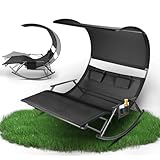 Jaxguom Doppelliege Outdoor, doppel Schaukelliege bis 250 kg, sonnenliege für 2 Personen,mit Sonnendach,Tasche, Atmungsaktives Gewebe, Vielseitige Farbwahl für Garten, Balkon,Terrasse(Schwarz)
