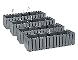 PAFEN 4X Blumenkasten Blumentopf mit Halterungen – 58 x 18 x 16,2 cm - Pflanztopf Bewässerungssystem Balkonkasten Pflanzkästen, Grau