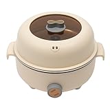 300w/600w Elektrische Hot Pot, 1.5L Tragbare Antihaft Multikocher, Elektropfanne mit Dampfgarer, Pfannen mit Deckel und Griff, für Eintopf, Suppe, Lamianudeln, Steak und Grill, 21.5x9.5cm