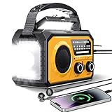 16000mAh/59200mWh Kurbelradio,Tragbares Notfallradio mit Kurbel,AM/FM Solar Radio mit Handyladefunktion SOS Alarm/Kopfhöreranschluss/Leseleuchte/Kompass für Camping Outdoor Notfall
