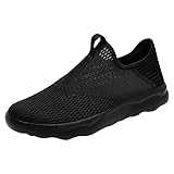 Wanderschuhe für Herren, leicht, atmungsaktiv, Sneaker für Herren, bequem, Slip-on, Sportschuhe, Mode, Hallenschuhe, Wanderschuhe, Laufschuhe, Herren, Schwarz, 46 EU